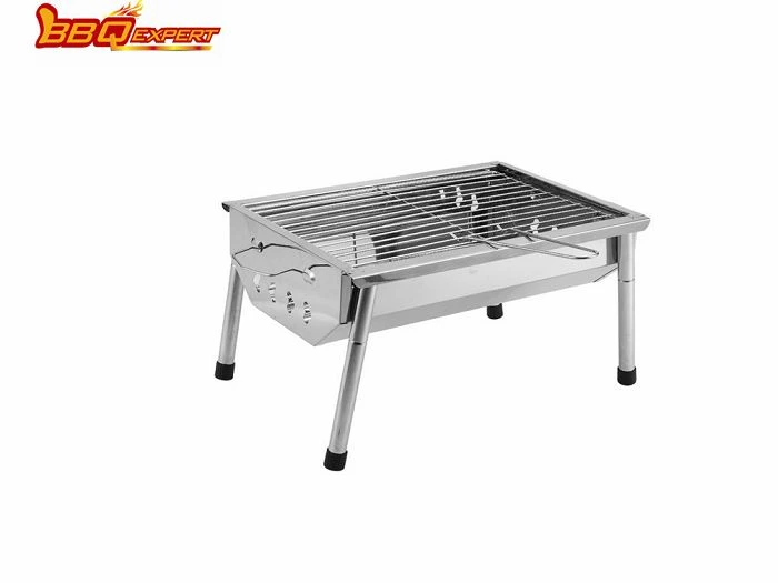 Parrilla portátil gruesa S/S para barbacoa de carbón, plegable, para exteriores, pequeña